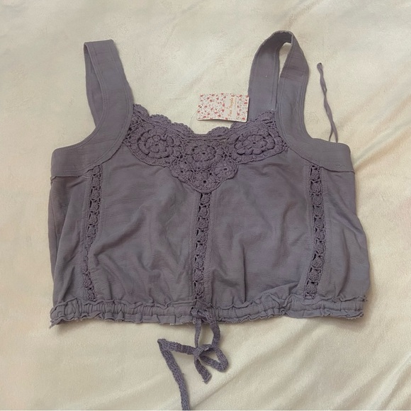 New! Free People Sweet Nothing Crop Tank frosted lilac Medium 1125 - Picture 3 of 8